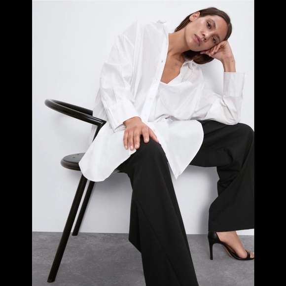 ❤️NEW Blogger Favorite Zara Oversized Poplin Shirt & Knitwear Bustier Crop Top - Picture 3 of 10